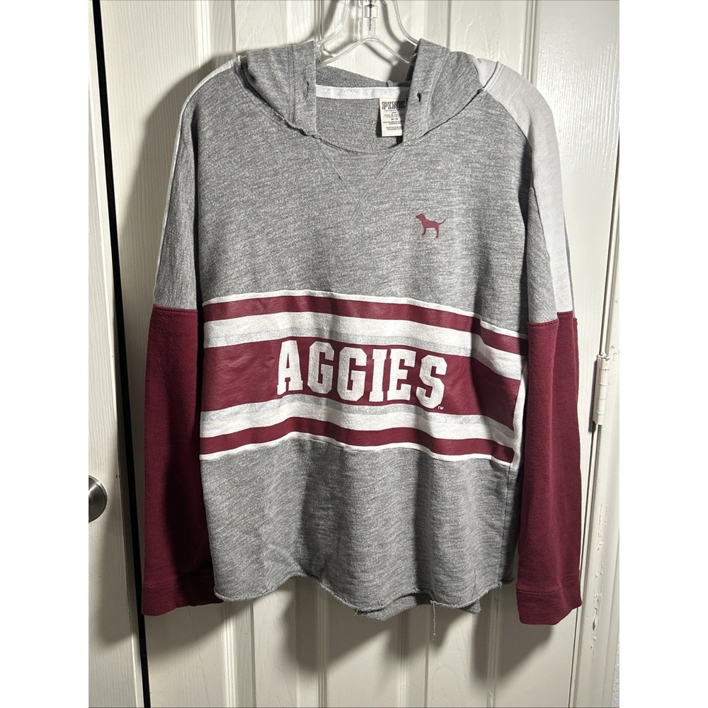 Texas Aggies Hoodie Womens Medium 5th & Ocean Victorias Secret Pink Pullover